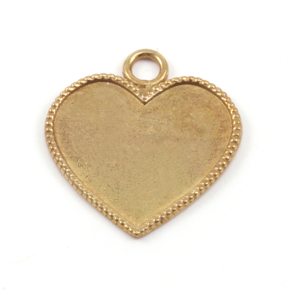 Metal Stamping Blanks Brass Heart with Beaded Edge